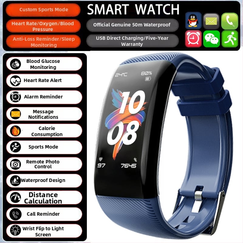 Смарт часовник с отчитане на крачки и мониторинг на сърдечния ритъм (Марка: Zealcandor; Каишка: силиконова; Калъф: пластмасов; Функции: отчитане на крачки, мониторинг на сърдечния ритъм)