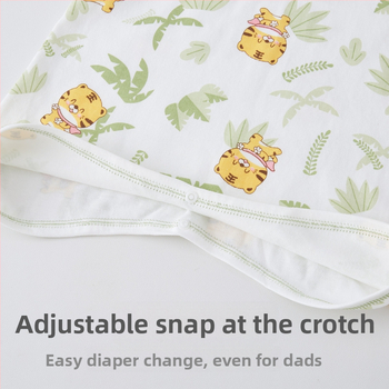 Бебешки памучен пижама-комбинезон с дълги ръкави, защита на корема, за новородени 0–12 месеца (до 80 см), 100% памук, пролетно‑есенен