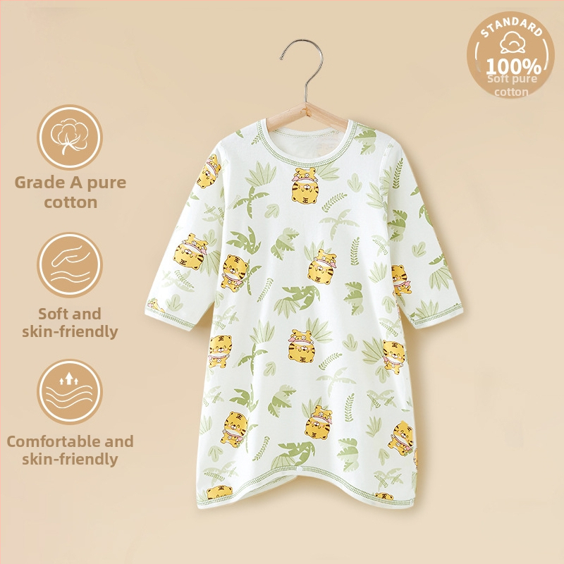 Бебешки памучен пижама-комбинезон с дълги ръкави, защита на корема, за новородени 0–12 месеца (до 80 см), 100% памук, пролетно‑есенен