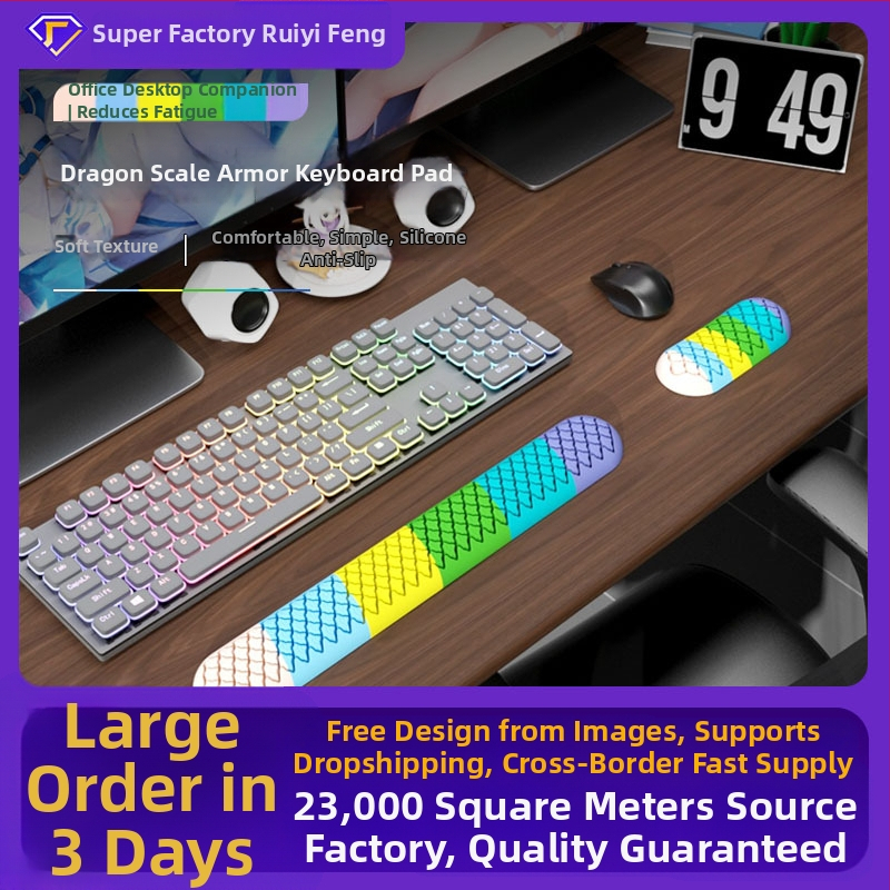 Силиконова клавиатурна подложка за китката с подпора, едностранна, метално щамповано, лого отпечатано, модел J446/J447