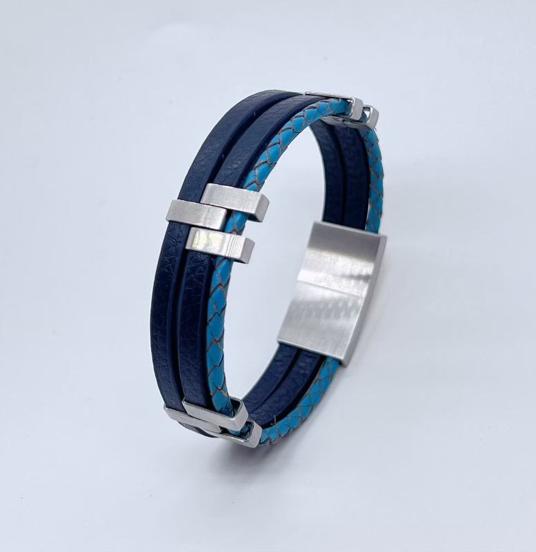 Narukvica od titan čelika s poliranim završnim slojem, muški etno-geometrijski stil, Odd Blue Jewelry