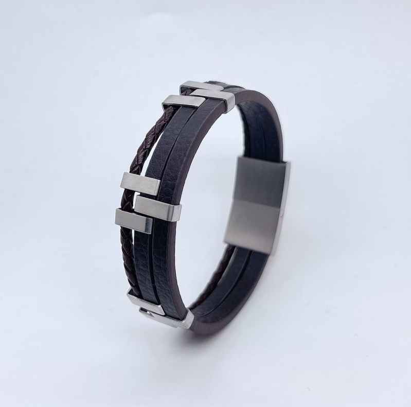Narukvica od titan čelika s poliranim završnim slojem, muški etno-geometrijski stil, Odd Blue Jewelry
