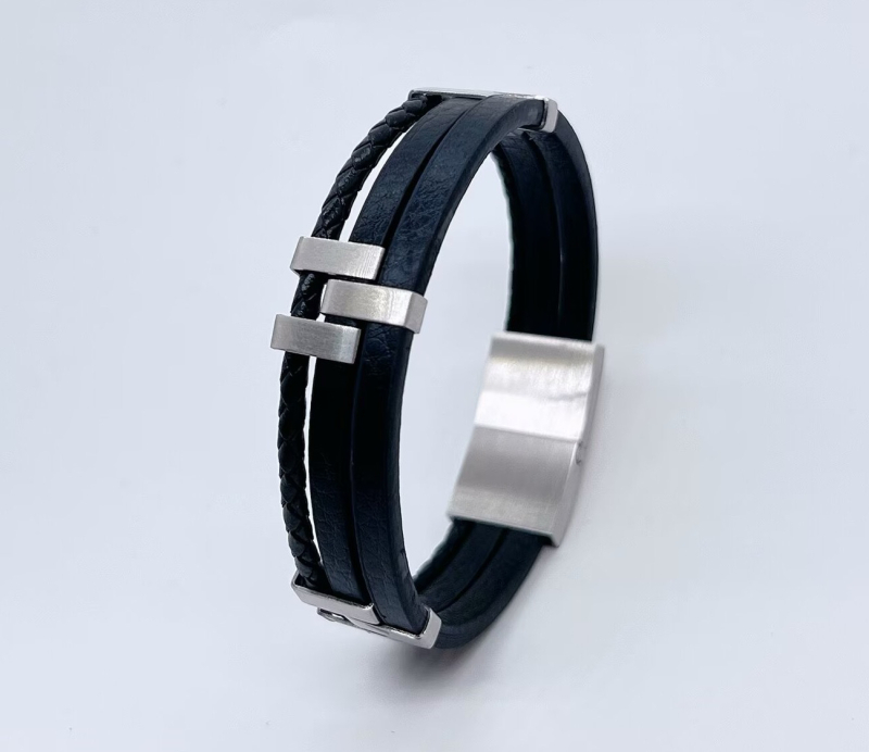 Narukvica od titan čelika s poliranim završnim slojem, muški etno-geometrijski stil, Odd Blue Jewelry