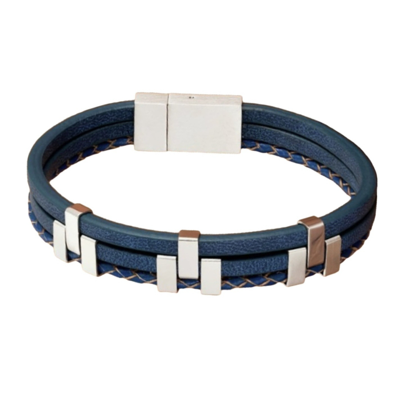 Narukvica od titan čelika s poliranim završnim slojem, muški etno-geometrijski stil, Odd Blue Jewelry