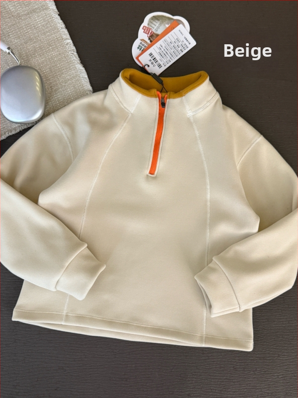 Top sport pentru copii pentru activități în aer liber, cu guler înalt și fermoar parțial; material care se usucă rapid, respirabil, evacuare a umezelii; unisex; 7–12 ani; primăvară și toamnă