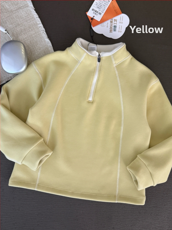 Top sport pentru copii pentru activități în aer liber, cu guler înalt și fermoar parțial; material care se usucă rapid, respirabil, evacuare a umezelii; unisex; 7–12 ani; primăvară și toamnă