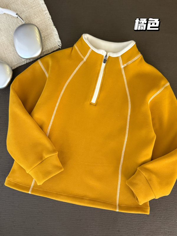 Top sport pentru copii pentru activități în aer liber, cu guler înalt și fermoar parțial; material care se usucă rapid, respirabil, evacuare a umezelii; unisex; 7–12 ani; primăvară și toamnă