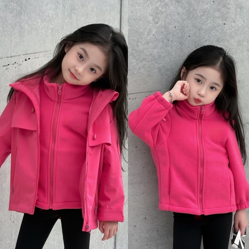 3-in-1 bērnu jaka ar noņemamu ārējo slāni, 2025 rudens–ziema, vēja izturīgs soft shell, ūdensizturība 5000mm, poliestera odere, vecums 7–12 gadi