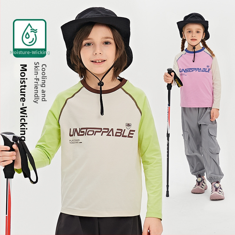 Dječji Raglan top s dugim rukavima, brzo sušenje, unisex, poliestersko prozračan, proljeće-ljeto-jesen, sportska odjeća za trčanje