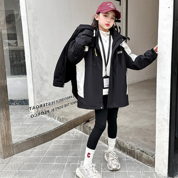 3-in-1 gyerek kabát levehető dizájnnal, ősz 2025 – kapucnis, középhosszú, cipzáras záródás, poliészter külső, pamut bélés