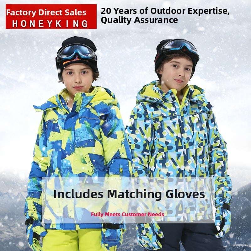 Σετ σκι για αγόρια | HONEY KING | πλήρωση πολυεστερικών ινών | κατάλληλο για τρέξιμο, ποδηλασία, αθλήματα πάγου και ορειβασία