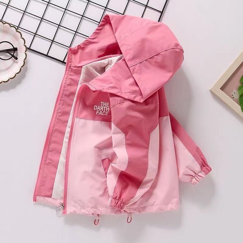 Lányoknak szóló kapucnis kabát tavasz–ősz 2025, színblokkoló design, 96% pamut, kényelmes stílus