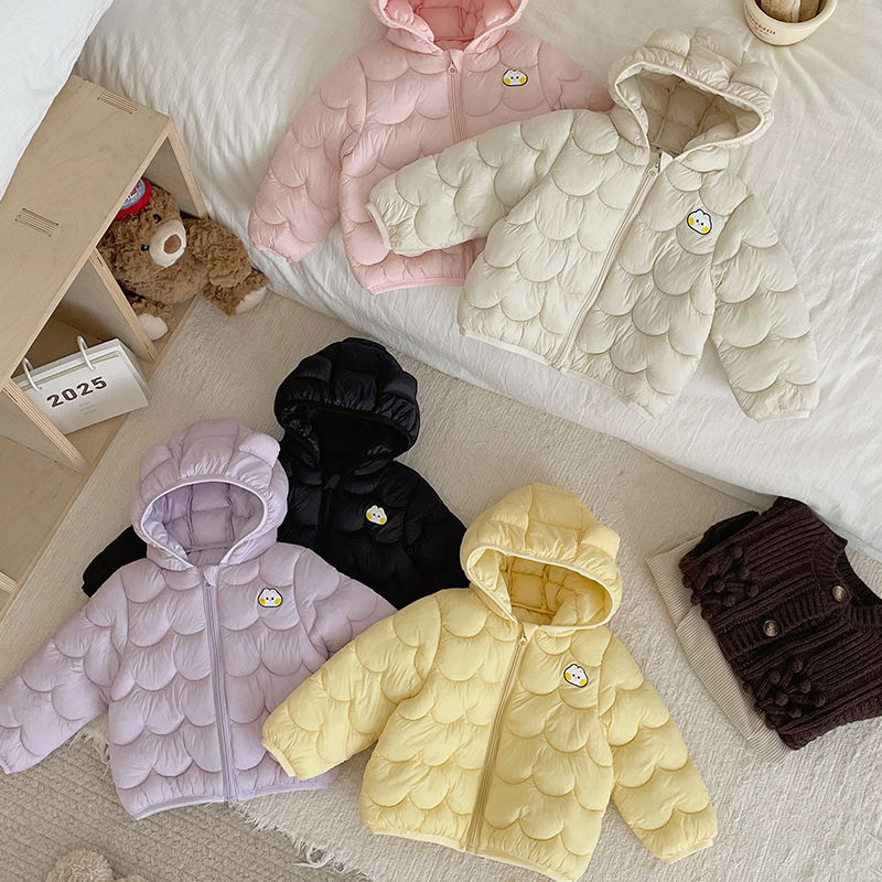 Gyerekeknek szánt pamut kapucnis dzseki, rövid fazon, koreai stílus, 0-1 évesek