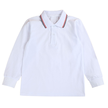 Поло риза за училищна униформа, унисекс, дълъг ръкав, памучна тъкан, пролет и есен