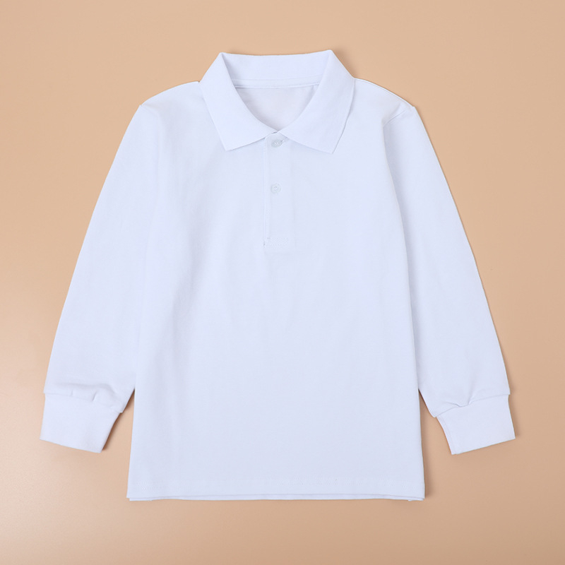 Поло риза за училищна униформа, унисекс, дълъг ръкав, памучна тъкан, пролет и есен