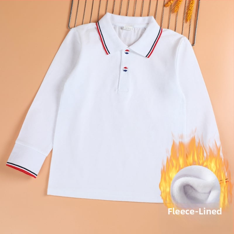 Поло риза за училищна униформа, унисекс, дълъг ръкав, памучна тъкан, пролет и есен