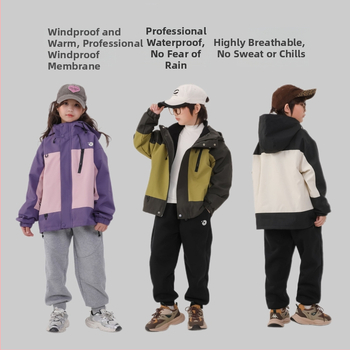 Bērnu ziemas jaka trīs vienā ar noņemamu flīsa odere, ūdensizturīga 1000 mm, elpojoša, pretvēja, ar kapuci