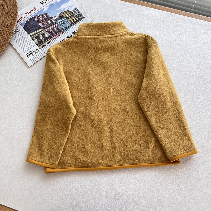 URAZ gyerekeknek készült kapucnis cipzáros polárdzseki, álló gallér, hosszú ujjú, vékony pamut alapanyagú, 0–1 éveseknek