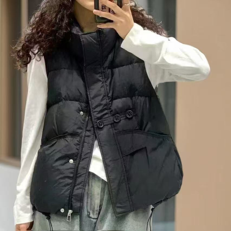 H8A2024 Zimska vesta s punom od perja i pamuka, širokog kroja, korejski stil, debeli topli punjenje