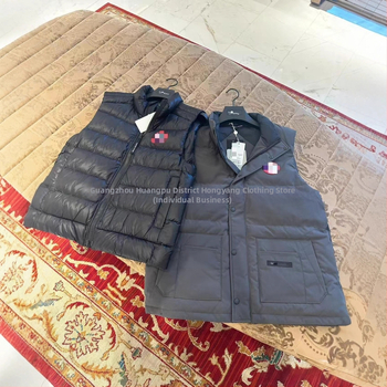 Férfi vastag töltésű pehely-pamut mellény, laza szabás, téli meleg, kapucni nélküli, acetát anyag