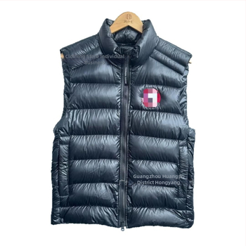 Férfi vastag töltésű pehely-pamut mellény, laza szabás, téli meleg, kapucni nélküli, acetát anyag