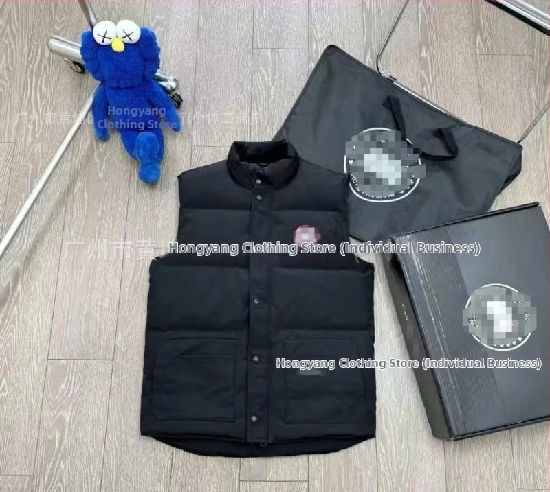 Férfi vastag töltésű pehely-pamut mellény, laza szabás, téli meleg, kapucni nélküli, acetát anyag