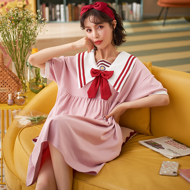 Νυχτικό από 100% βαμβάκι σε στυλ παραμυθένου αέρα, μανίκια 3/4, μεσαίο βάρος υφάσματος, καλοκαίρι 2024