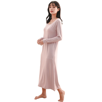 Νυχτικό Modal με μακριά μανίκια, maxi γραμμή, χωρίς σουτιέν, σε χαλαρή εφαρμογή για οικιακή χρήση