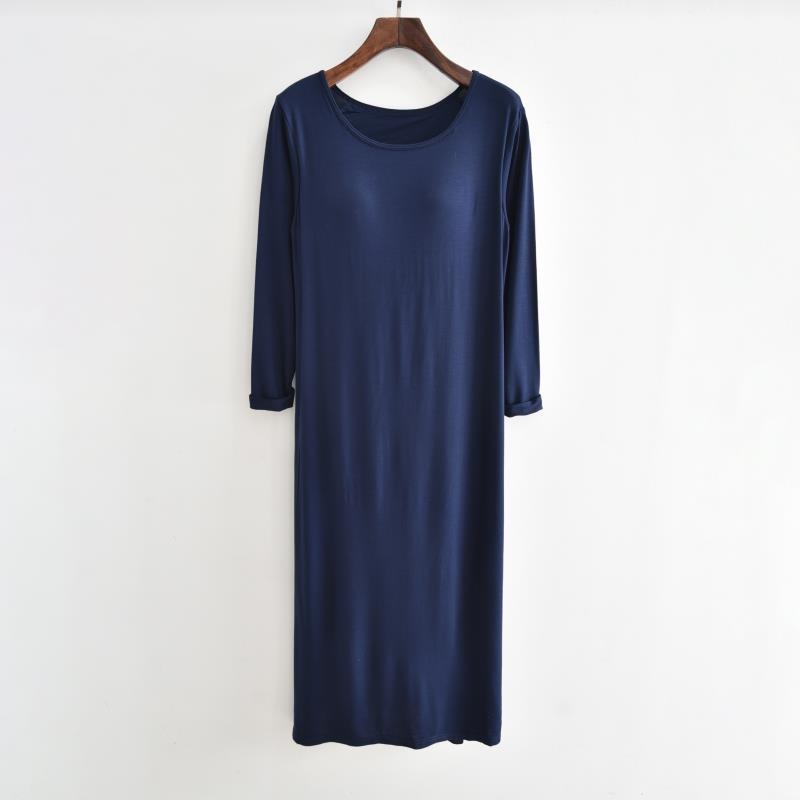 Νυχτικό Modal με μακριά μανίκια, maxi γραμμή, χωρίς σουτιέν, σε χαλαρή εφαρμογή για οικιακή χρήση