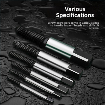 Tuosen 10-djelni set izvlačivača slomljenih vijaka, karbonska čelika, za kućnu upotrebu