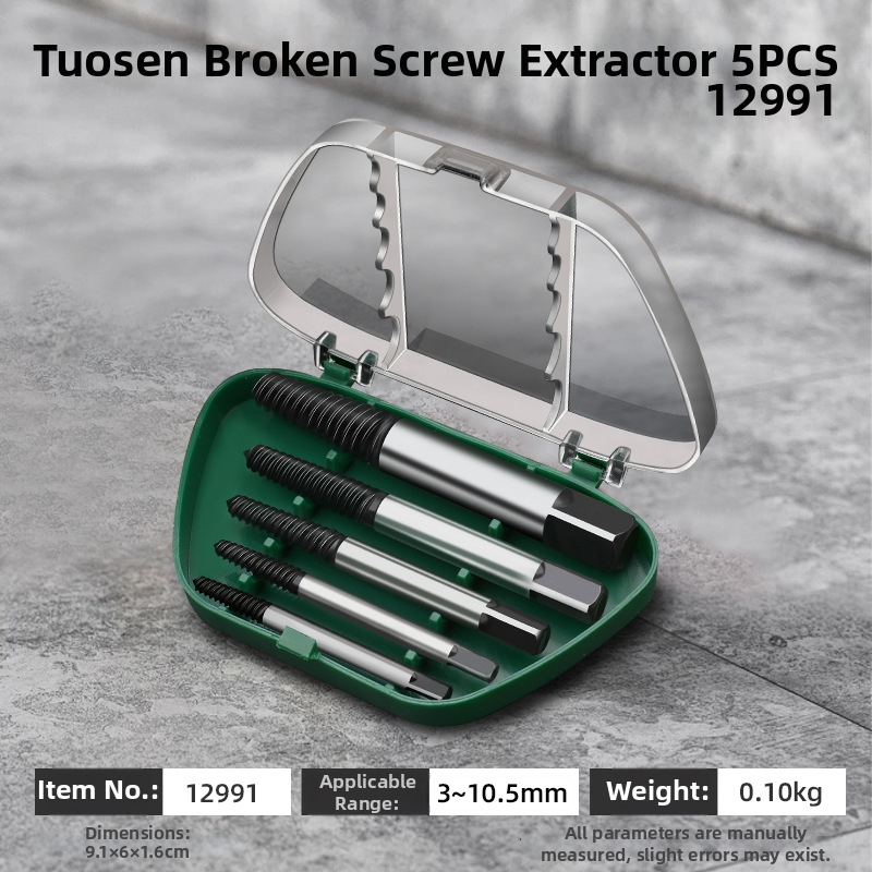 Tuosen 10-djelni set izvlačivača slomljenih vijaka, karbonska čelika, za kućnu upotrebu