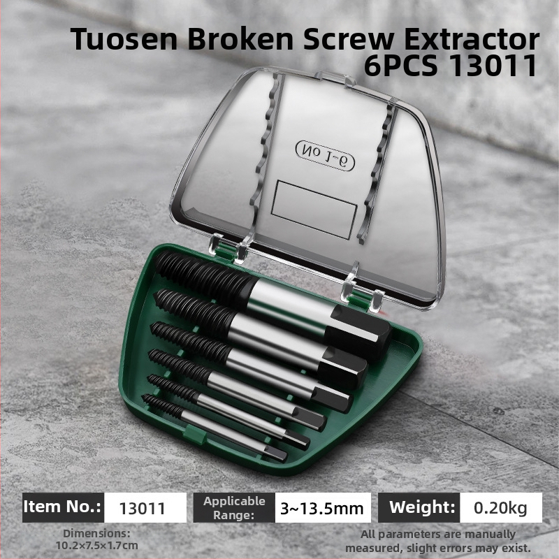 Tuosen 10-djelni set izvlačivača slomljenih vijaka, karbonska čelika, za kućnu upotrebu