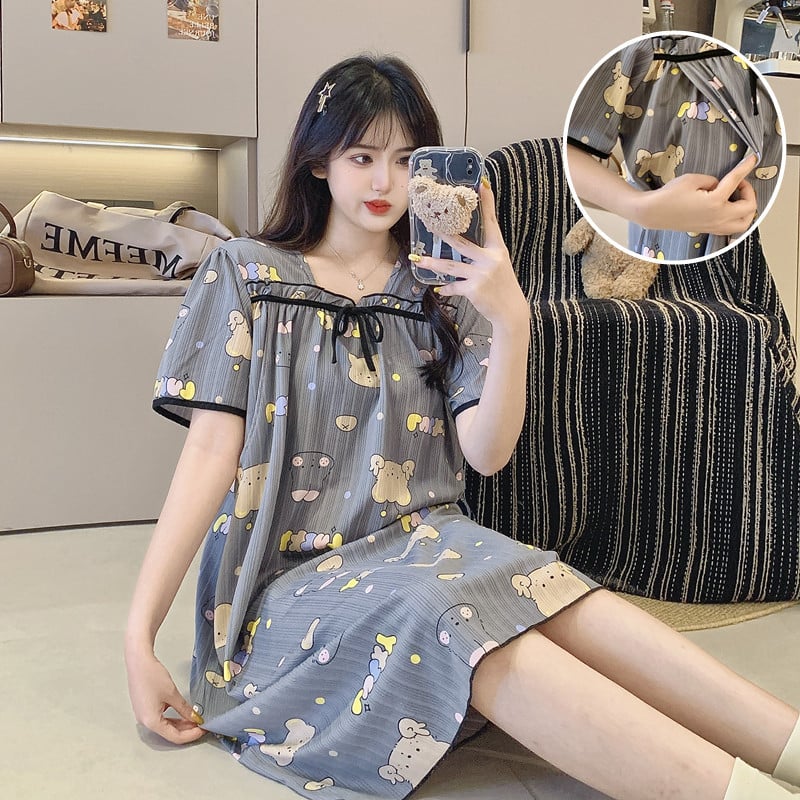 Milk Silk barojošā naktskleita vasarai, pulovera stils, kvadrātveida kakla izgriezums, piecpunktu piedurknes, 95–100% poliesters