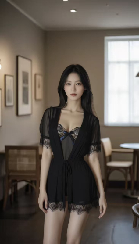 Τριών τεμαχίων καλοκαιρινό σετ εσωρούχων: δαντέλα με δικτυωτή ύφανση, V-λαιμός, μίνι φούστα; πολυεστέρας 90–95%, λεπτό ύφασμα