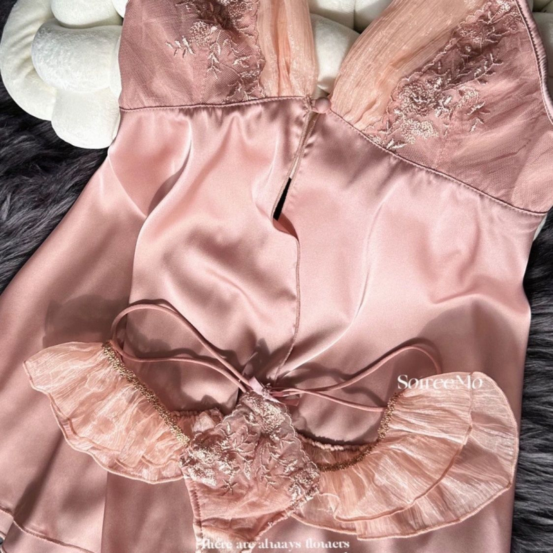 Σεξουαλικό σετ ύπνου: ελαστικό βαμβάκι, κέντημα και δαντέλα, χωρίς μανίκια, μεσαίου μήκους, αντιστατικό (Ελαστικό βαμβάκι; Κέντημα και δαντέλα; Χωρίς μανίκια; Μεσαίου μήκους; Αντιστατικό)