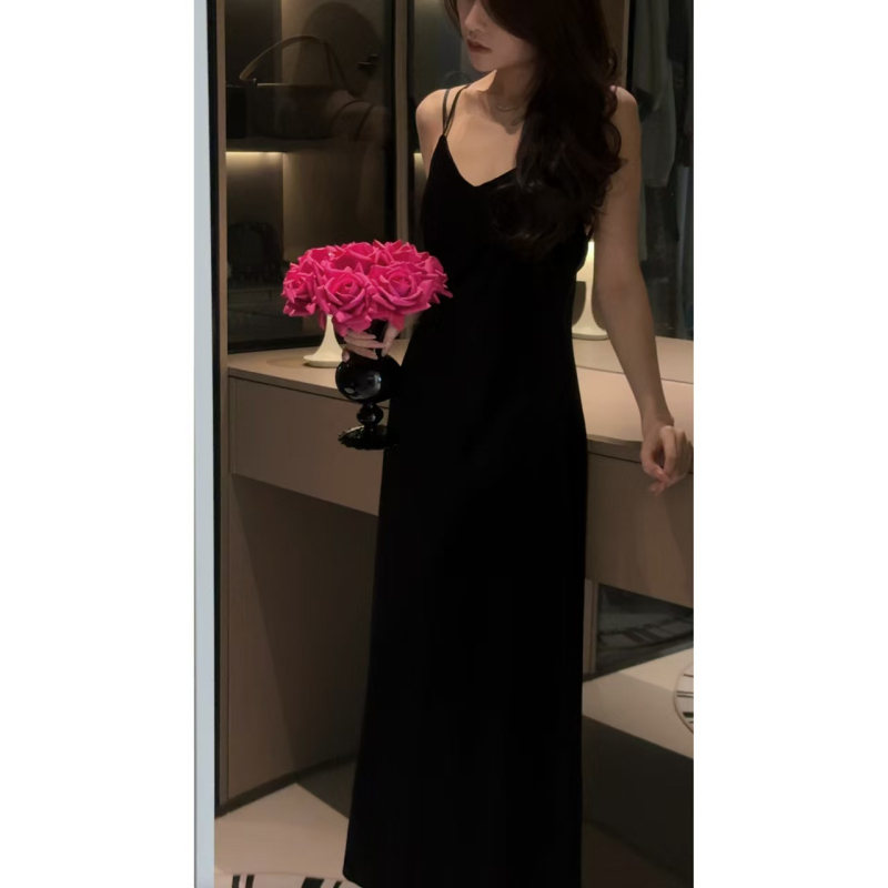 Noćna haljina od baršuna u francuskom stilu, bez rukava, V-izrez, dugačka