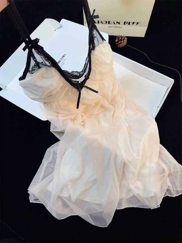 Νυχτικό από δίχτυ, τιράντες, χωρίς μανίκια, V-λαιμό, στυλ Pure Lust