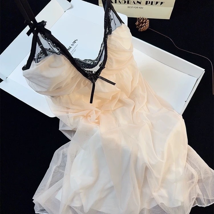 Νυχτικό από δίχτυ, τιράντες, χωρίς μανίκια, V-λαιμό, στυλ Pure Lust