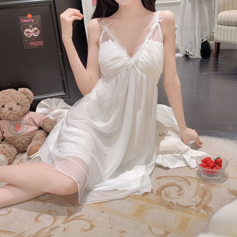 Νυχτικό από δίχτυ, τιράντες, χωρίς μανίκια, V-λαιμό, στυλ Pure Lust