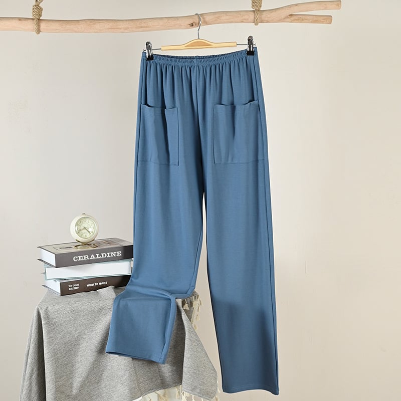 Vīriešu pidžamu bikses – 95-100% kokvilna, auduma blīvums 181-200 g/m2, brīvs griezums, ērti mājas lietošanai