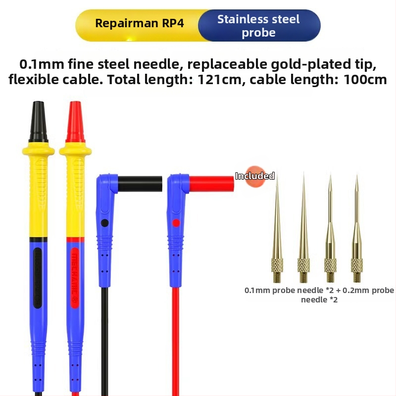 Probe olovka za multimetar s odvojivim vrhom od nehrđajućeg čelika, mekani silikon, otporan na visoke temperature, zamjenjiva igla