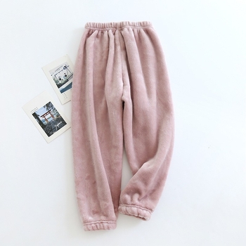 Pantaloni de pijama din flanel cu căptușeală din fleece, groși pentru toamnă-iarnă, poliester 95–100%, vârsta 3–8 ani, stil lejer