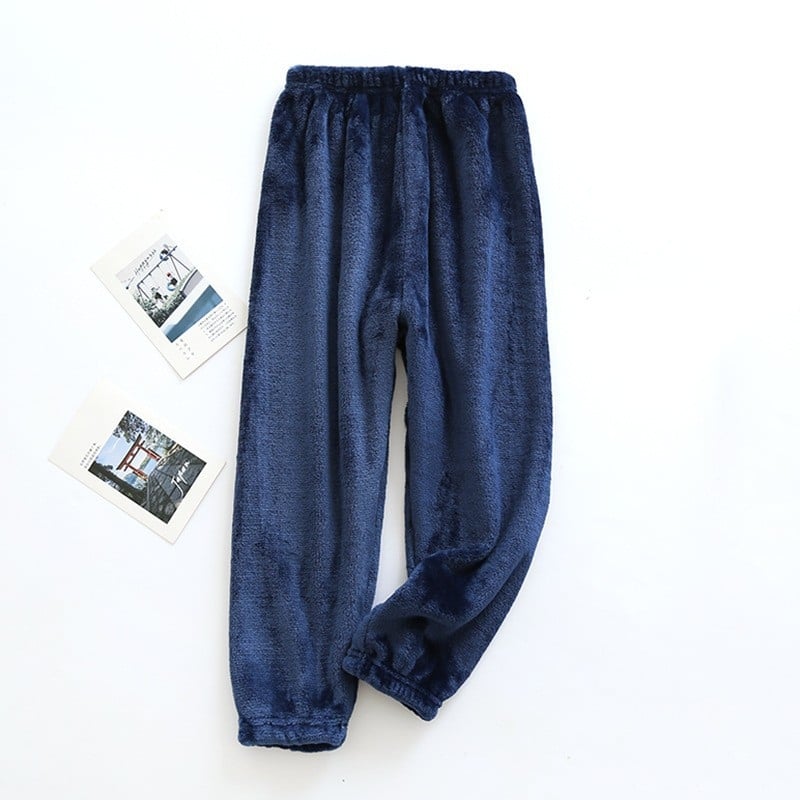 Pantaloni de pijama din flanel cu căptușeală din fleece, groși pentru toamnă-iarnă, poliester 95–100%, vârsta 3–8 ani, stil lejer