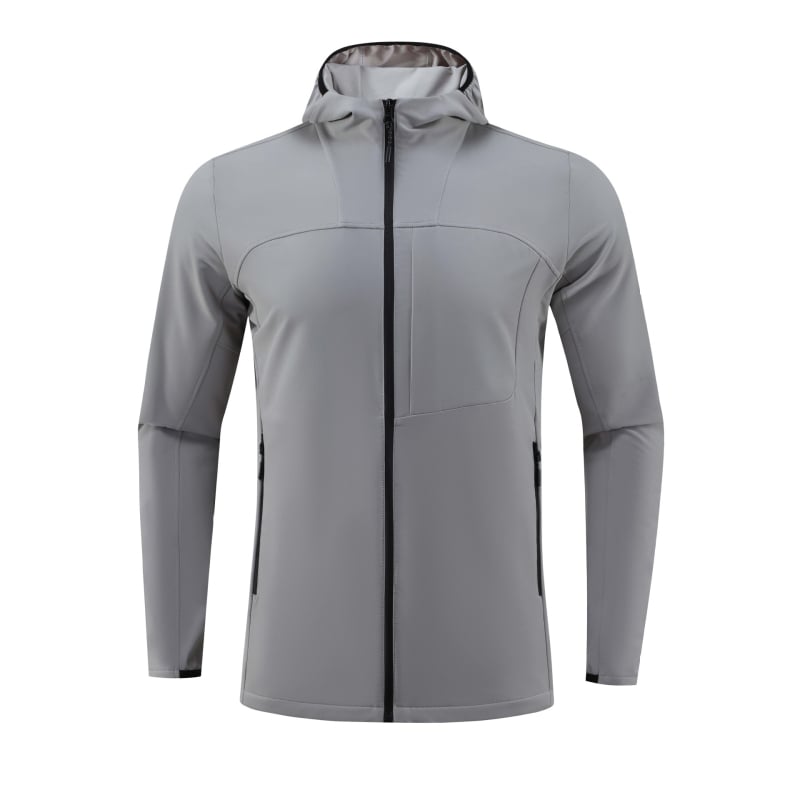 Vyrų gobtuvuota sportinė striukė lauke, ilgomis rankovėmis, užtrauktukas, greitai džiūsta ir kvėpuoja