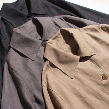 Lenvászon windbreaker kabát gallérral, középmagas hossz, 3/4-es ujjú, 95% len tartalom