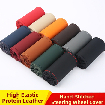 Κάλυμμα τιμονιού από υψηλής ελαστικότητας δέρμα, χειροποίητα ραμμένο, καθολική εφαρμογή, για όλες τις εποχές