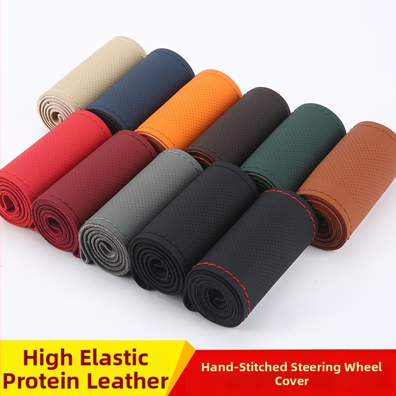 Κάλυμμα τιμονιού από υψηλής ελαστικότητας δέρμα, χειροποίητα ραμμένο, καθολική εφαρμογή, για όλες τις εποχές
