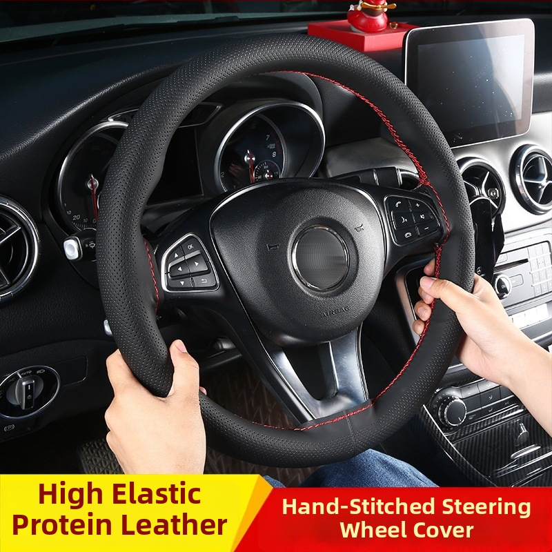 Κάλυμμα τιμονιού από υψηλής ελαστικότητας δέρμα, χειροποίητα ραμμένο, καθολική εφαρμογή, για όλες τις εποχές