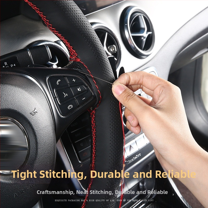 Κάλυμμα τιμονιού από υψηλής ελαστικότητας δέρμα, χειροποίητα ραμμένο, καθολική εφαρμογή, για όλες τις εποχές