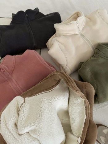 Geacă de iarnă pentru copii, căptușeală din fleece, stil coreean, închidere cu fermoar, lungime scurtă, material poliester